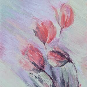dancing tulips 3 irinataneva oil canvas painting red purple pink grey flowers gift garden abstract art interior home decor