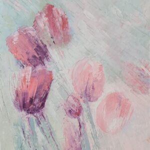 dancing tulips 1 oil canvas art irinataneva grey pink red gift woman home decor painting