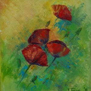 RED CARPET STORY original oil painting red poppies flowers Christmas gift idea home interior wall decoration nature lover floral remembrance